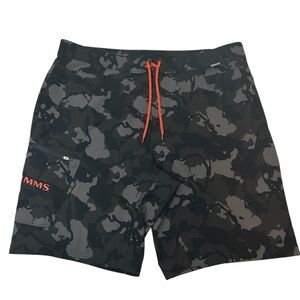 Simms Seamount Board Shorts Black Gray Camouflage Men’s Size 40 9” Inseam
